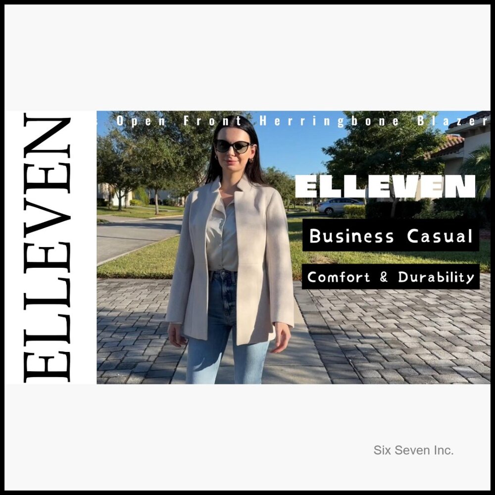 Polyester Cation Open Front Herringbone Blazer Bu… - image 7